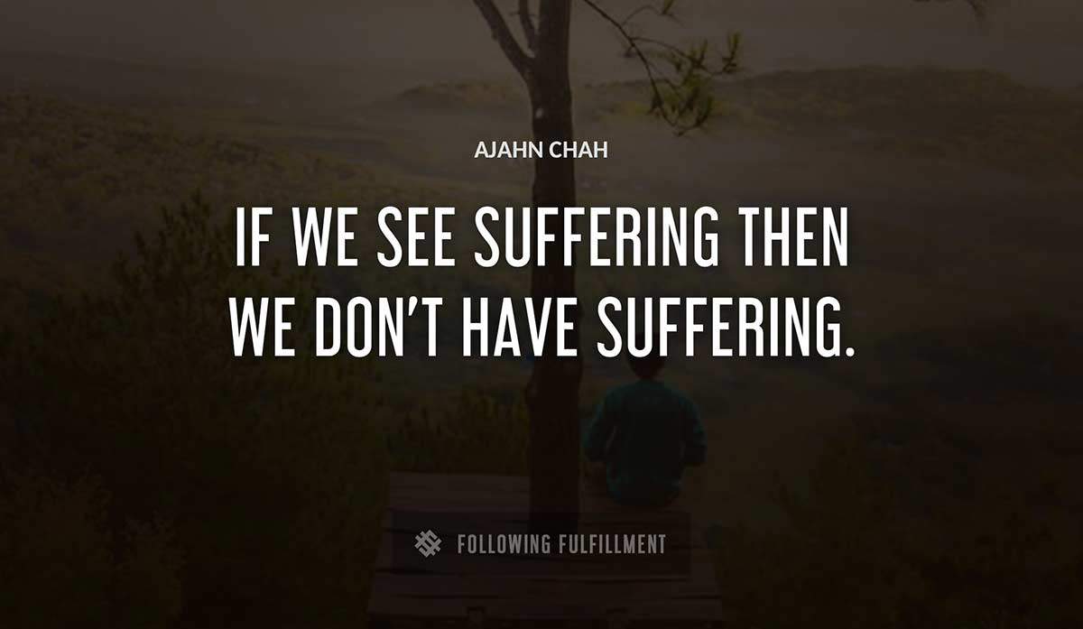 if we see suffering then we don t have suffering Ajahn Chah quote