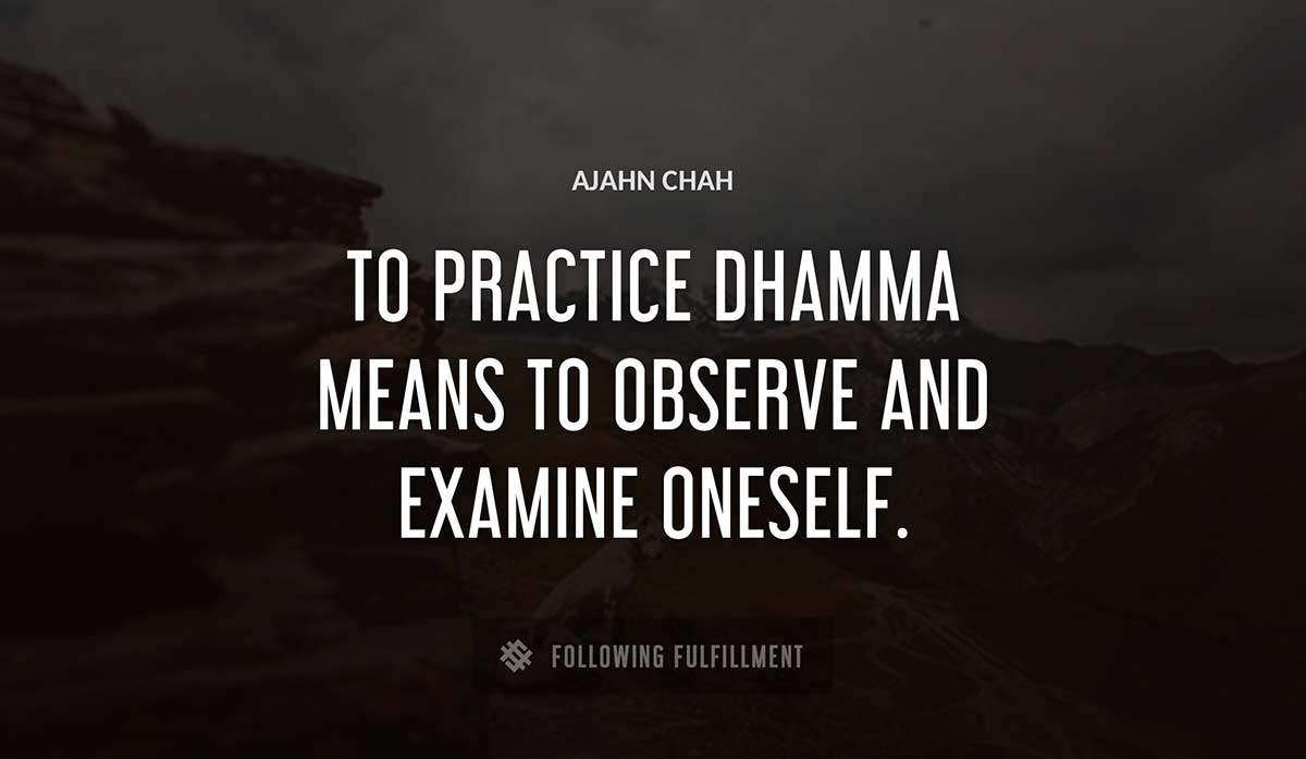 to practice dhamma means to observe and examine oneself Ajahn Chah quote