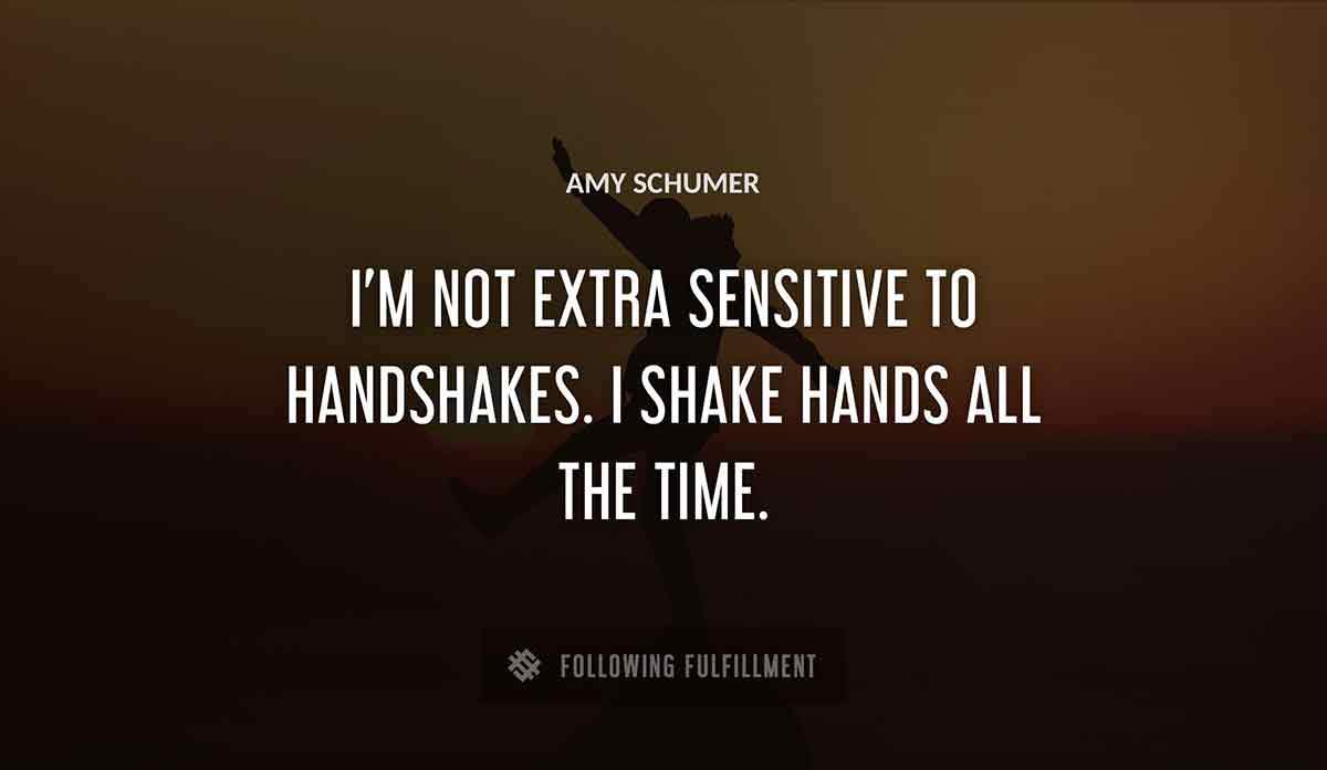 i m not extra sensitive to handshakes i shake hands all the time Amy Schumer quote