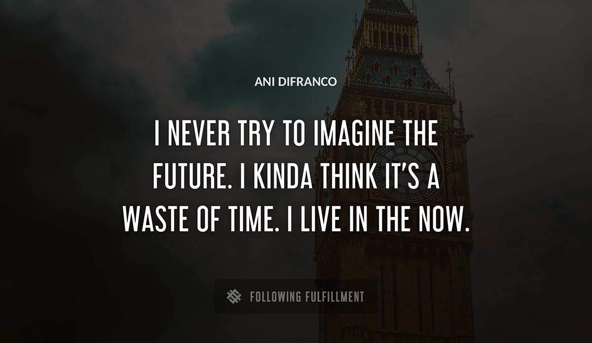 i never try to imagine the future i kinda think it s a waste of time i live in the now Ani Difranco quote