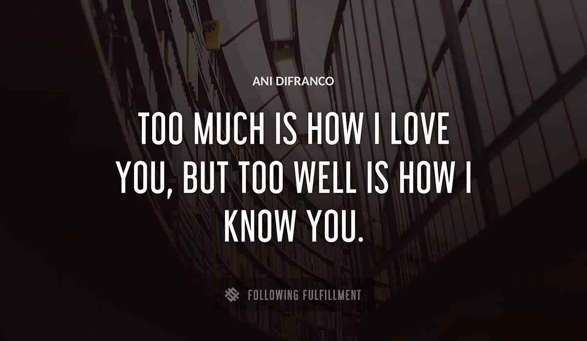 too much is how i love you but too well is how i know you Ani Difranco quote
