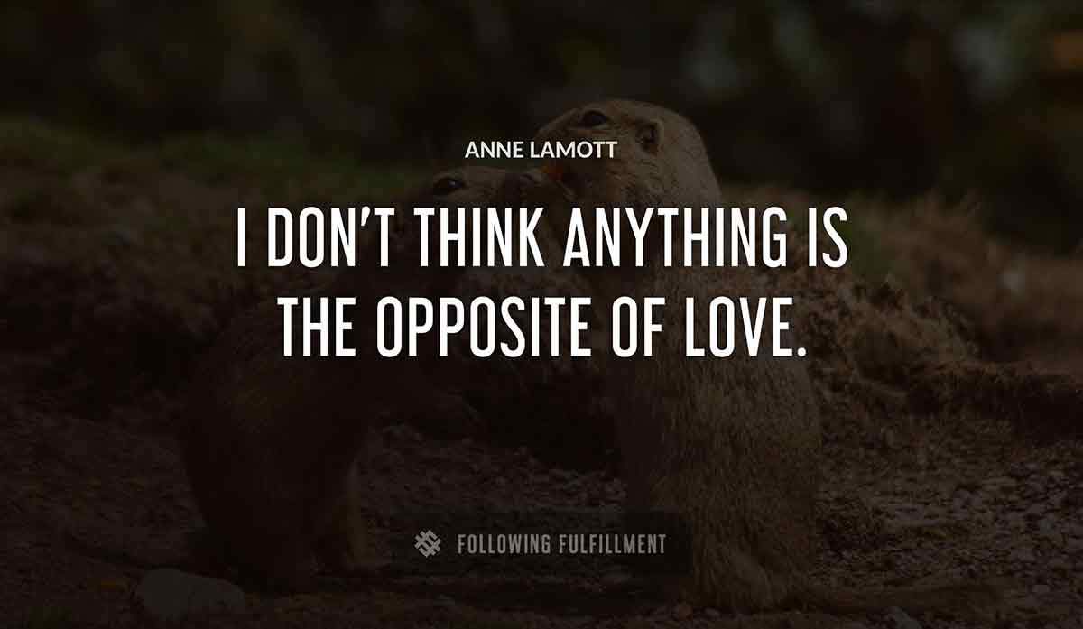 i don t think anything is the opposite of love Anne Lamott quote