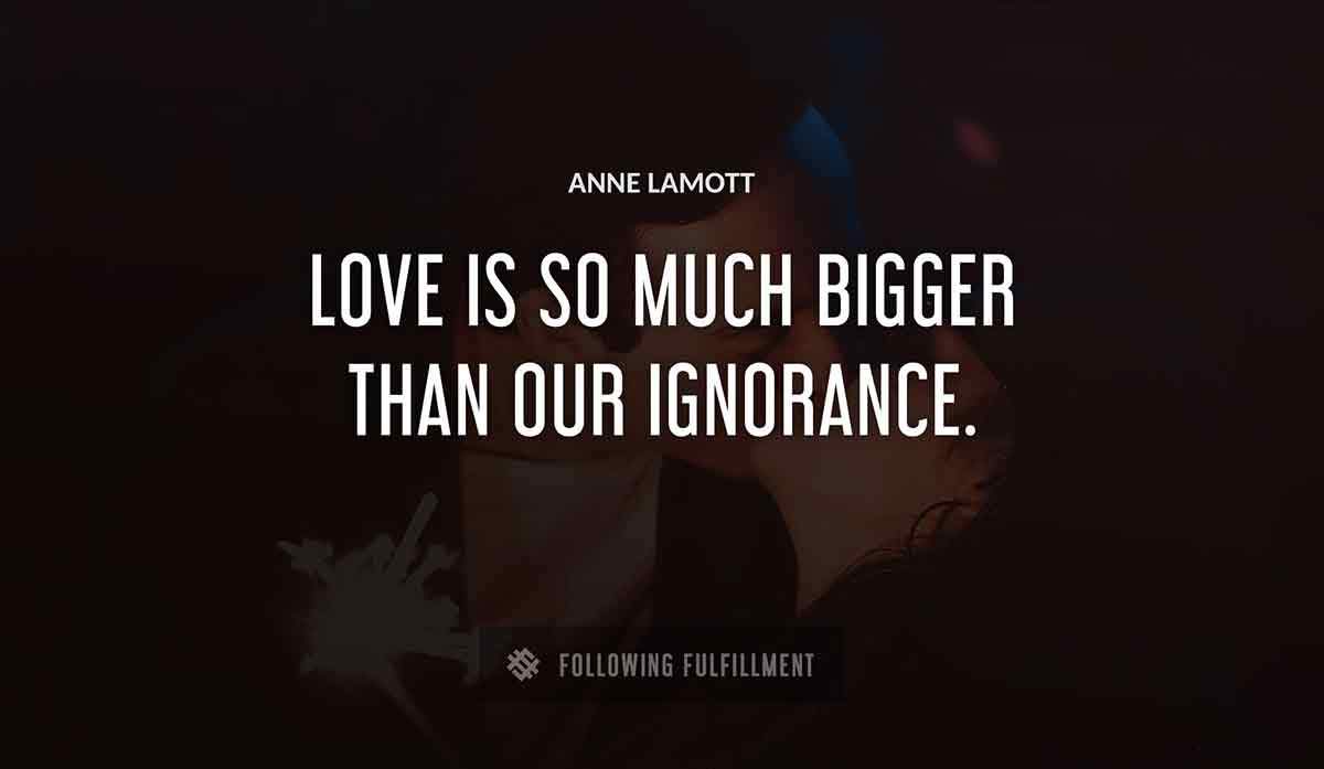 love is so much bigger than our ignorance Anne Lamott quote