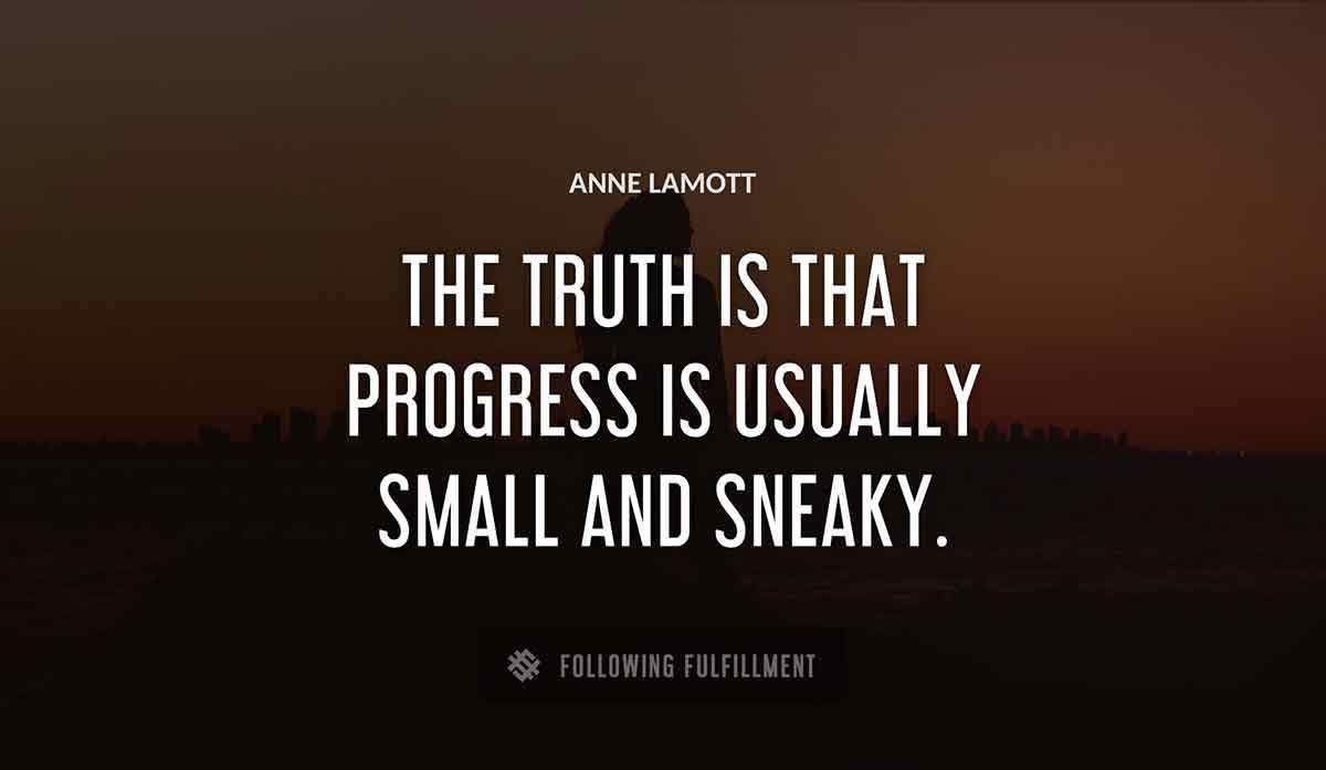 the truth is that progress is usually small and sneaky Anne Lamott quote