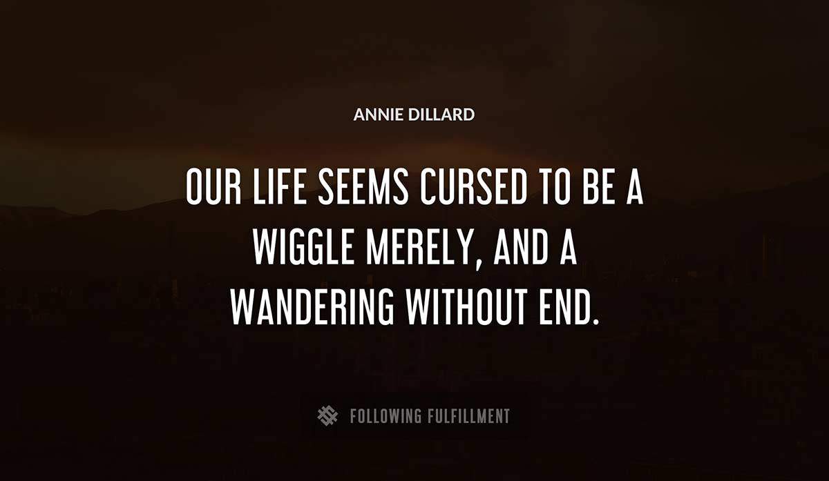our life seems cursed to be a wiggle merely and a wandering without end Annie Dillard quote