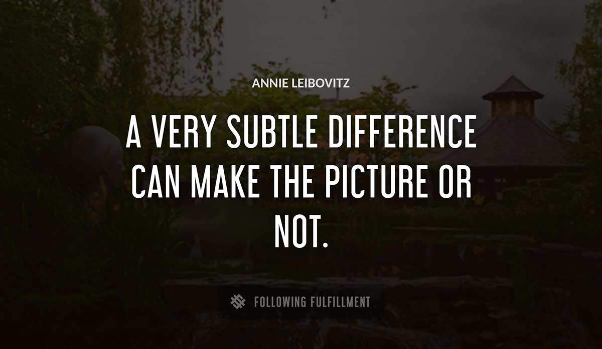 a very subtle difference can make the picture or not Annie Leibovitz quote