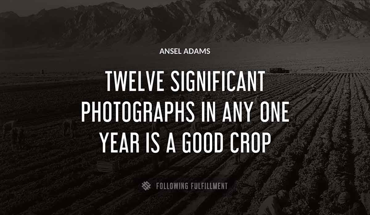 twelve significant photographs in any one year is a good crop Ansel Adams quote