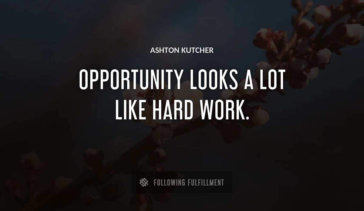 opportunity looks a lot like hard work Ashton Kutcher quote
