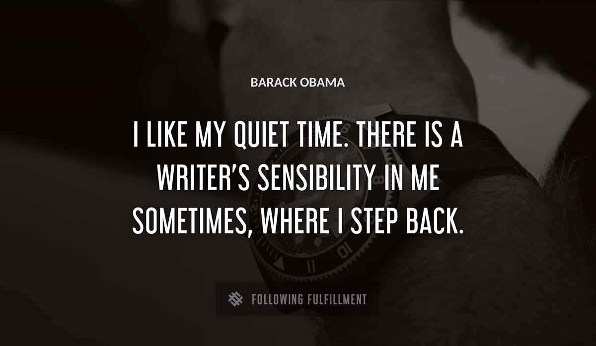 i like my quiet time there is a writer s sensibility in me sometimes where i step back Barack Obama quote