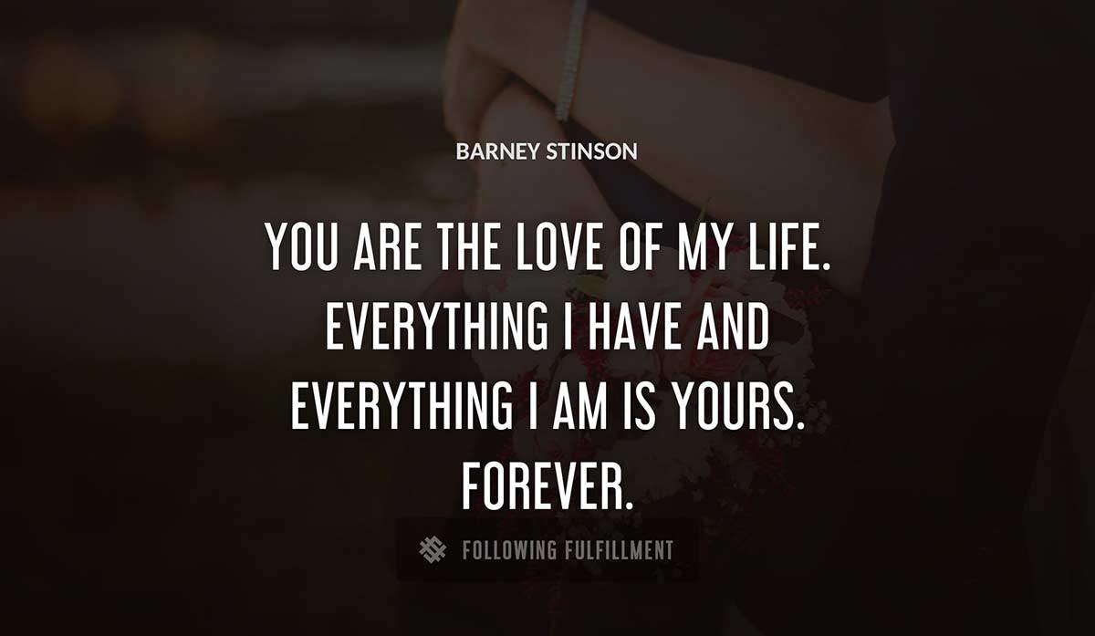 you are the love of my life everything i have and everything i am is yours forever Barney Stinson quote