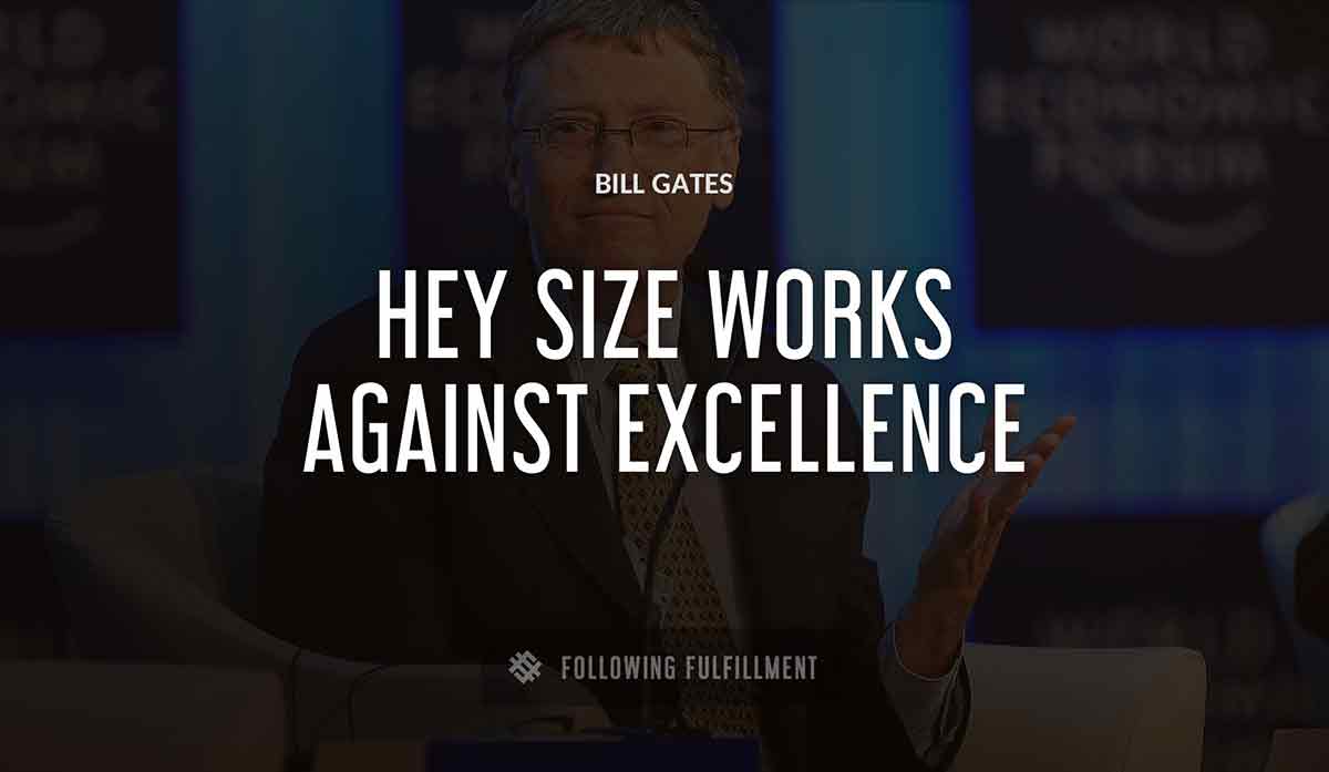 hey size works against excellence Bill Gates quote