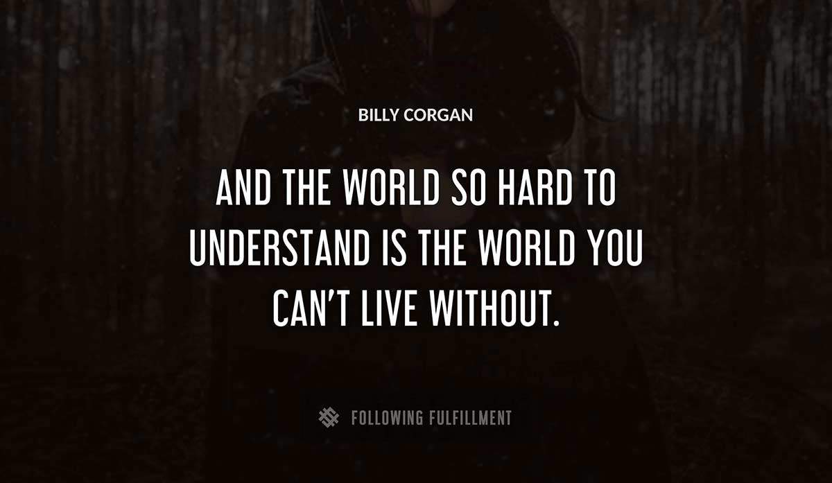 and the world so hard to understand is the world you can t live without Billy Corgan quote