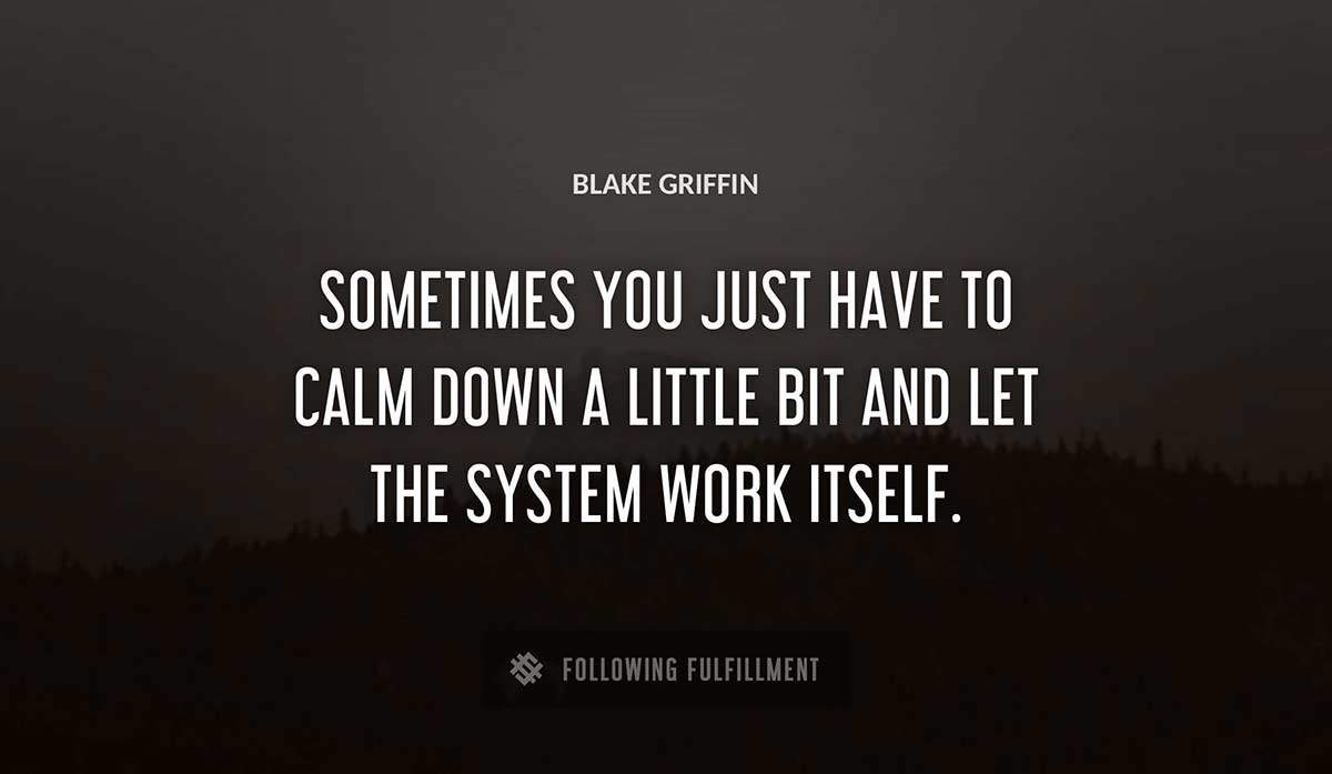 sometimes you just have to calm down a little bit and let the system work itself Blake Griffin quote