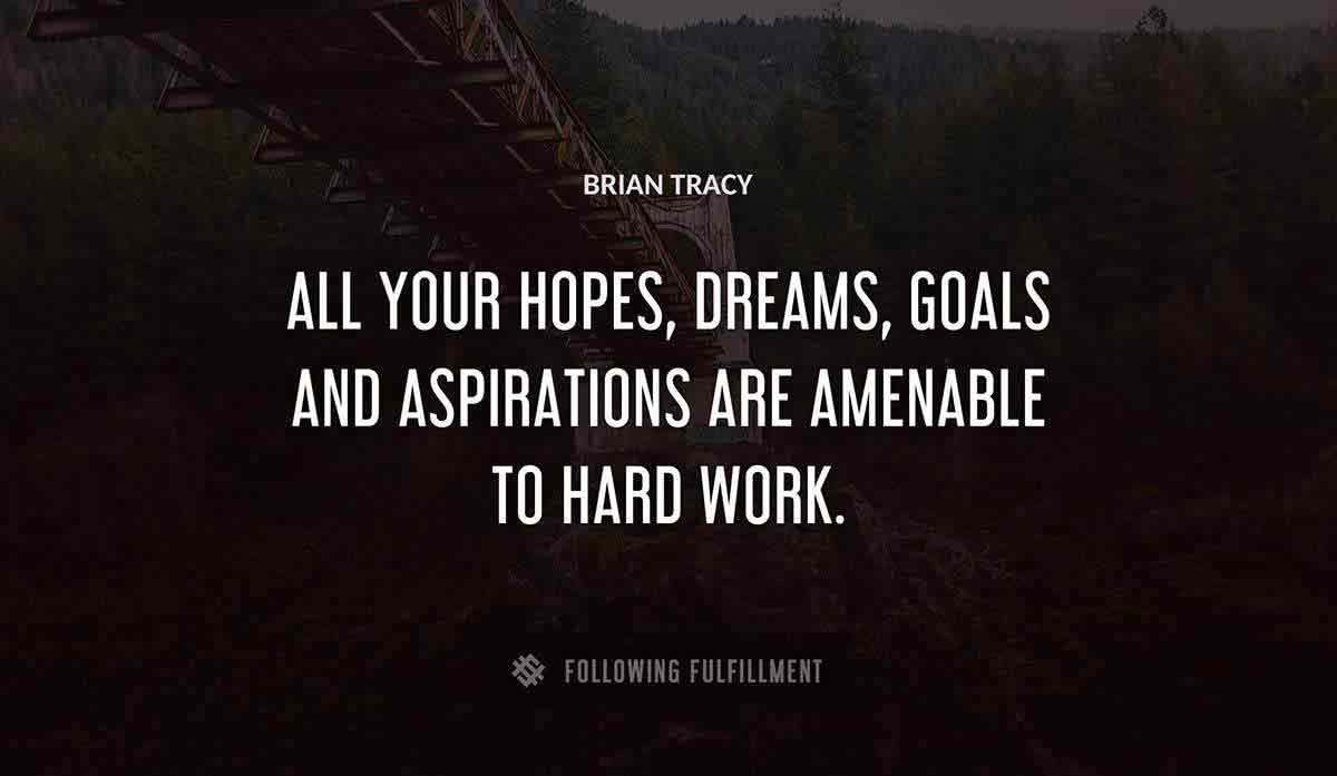 all your hopes dreams goals and aspirations are amenable to hard work Brian Tracy quote