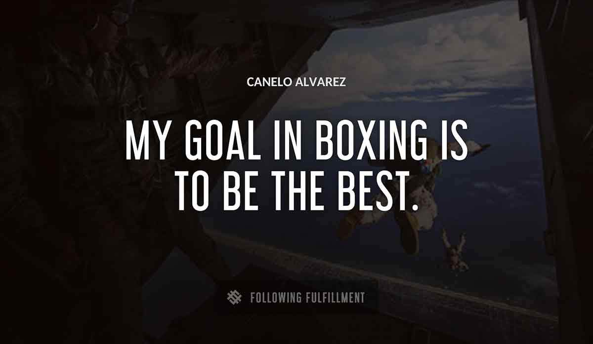 my goal in boxing is to be the best Canelo Alvarez quote