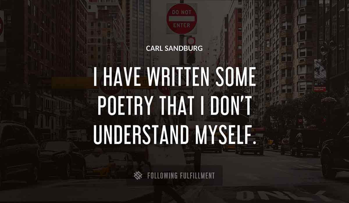i have written some poetry that i don t understand myself Carl Sandburg quote