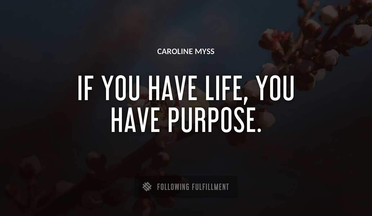 if you have life you have purpose Caroline Myss quote