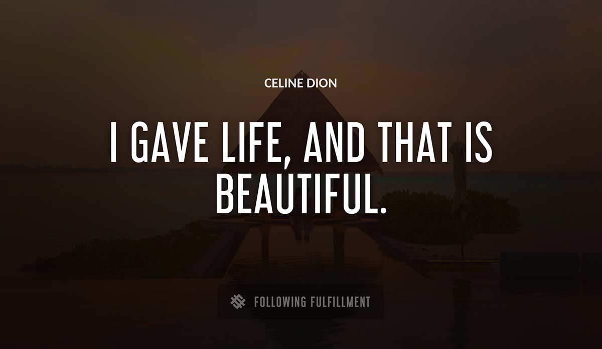 i gave life and that is beautiful Celine Dion quote