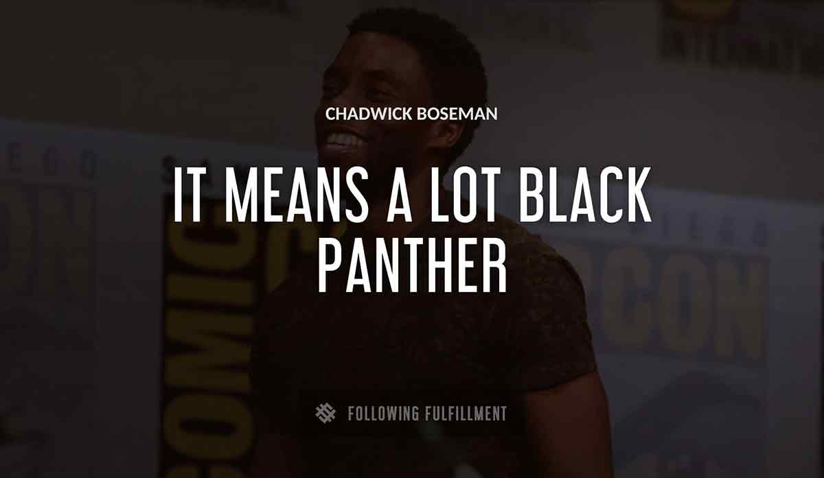 it means a lot black panther Chadwick Boseman quote