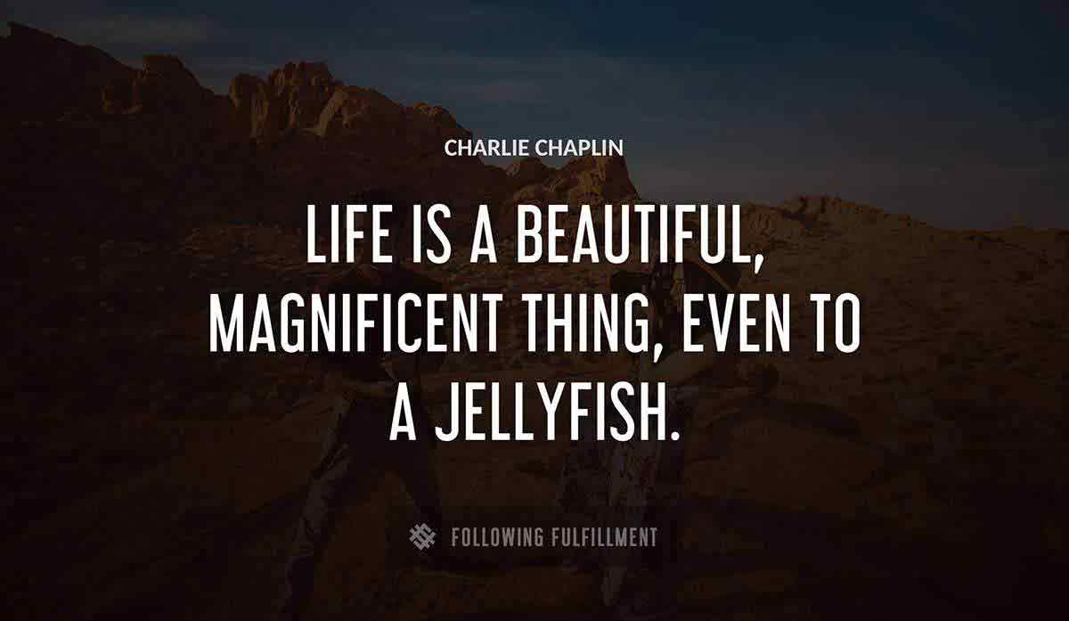 life is a beautiful magnificent thing even to a jellyfish Charlie Chaplin quote