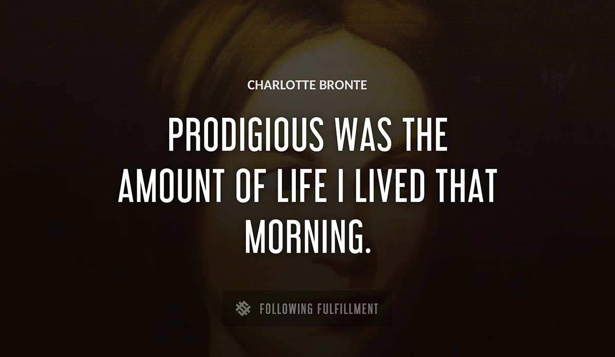 prodigious was the amount of life i lived that morning Charlotte Bronte quote