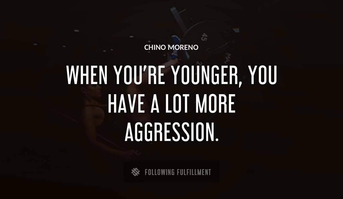 when you re younger you have a lot more aggression Chino Moreno quote