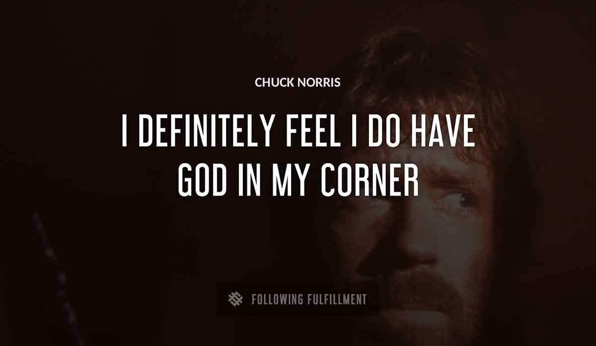 i definitely feel i do have god in my corner Chuck Norris quote