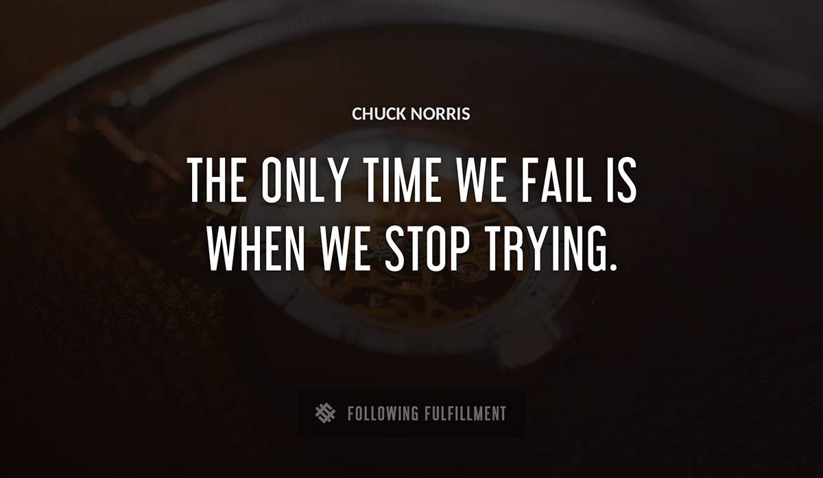 the only time we fail is when we stop trying Chuck Norris quote