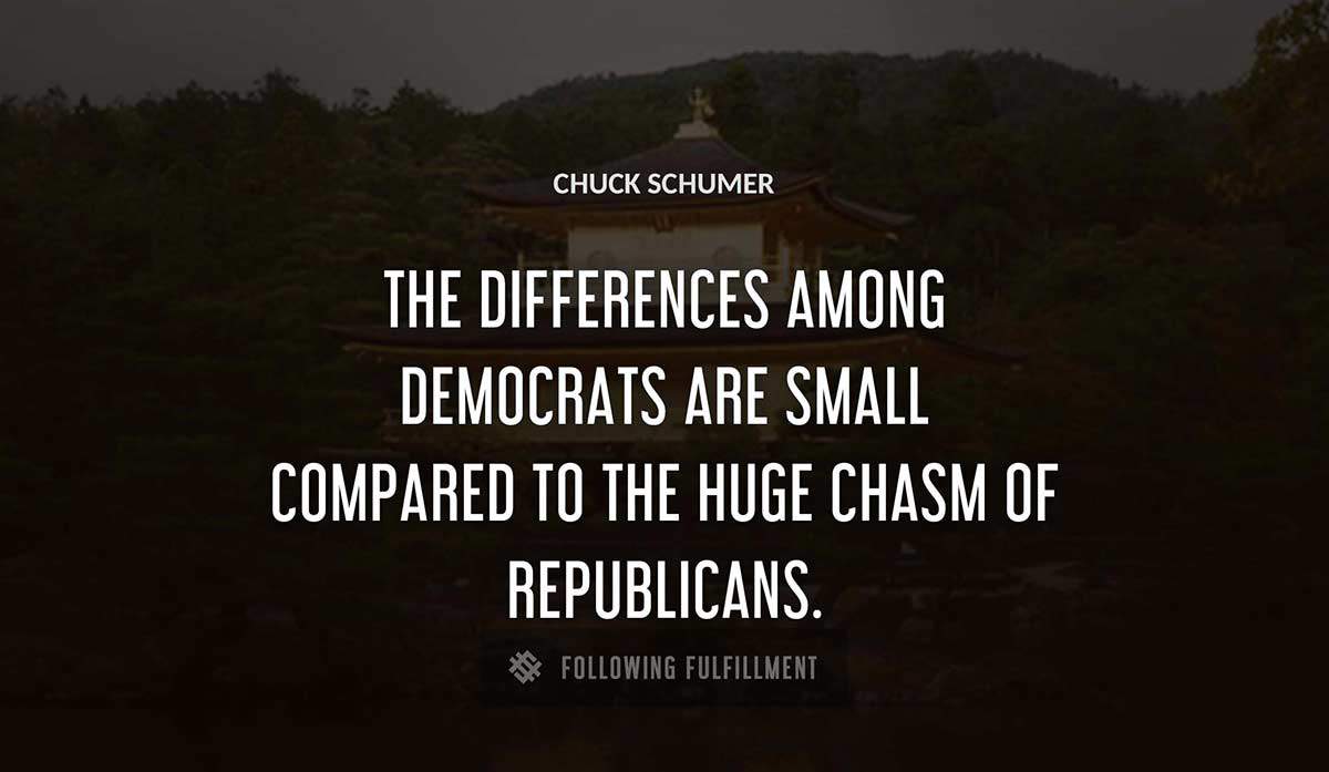 the differences among democrats are small compared to the huge chasm of republicans Chuck Schumer quote