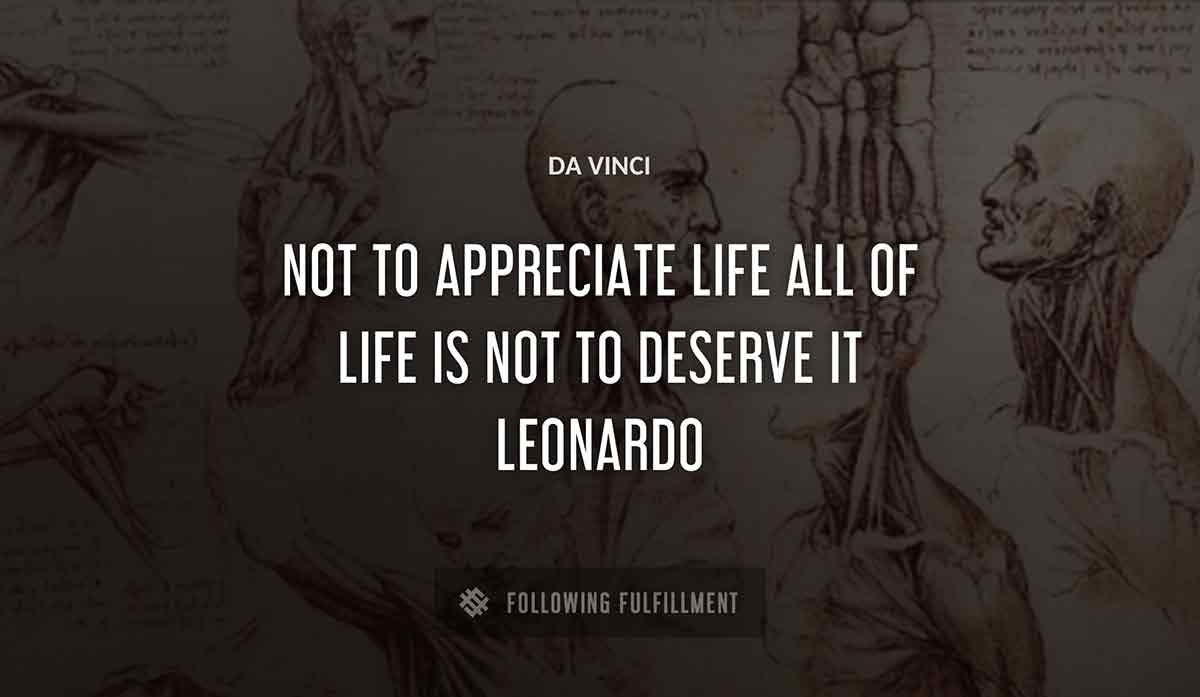 not to appreciate life all of life is not to deserve it leonardo Da Vinci quote