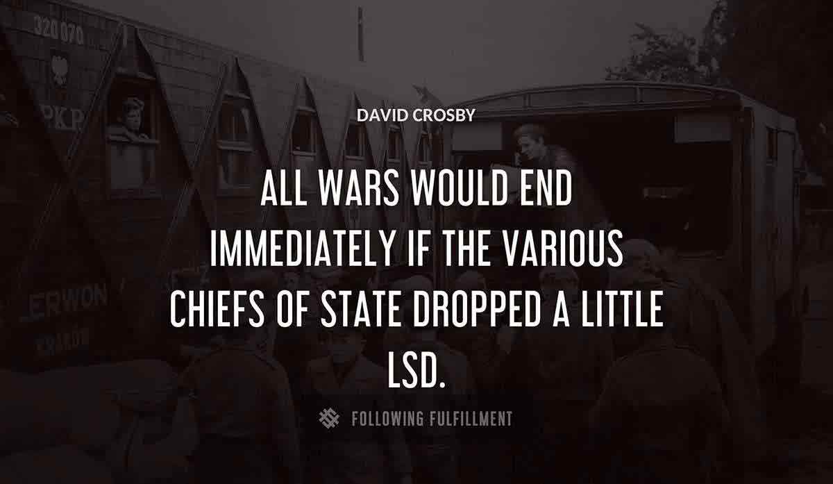 all wars would end immediately if the various chiefs of state dropped a little lsd David Crosby quote