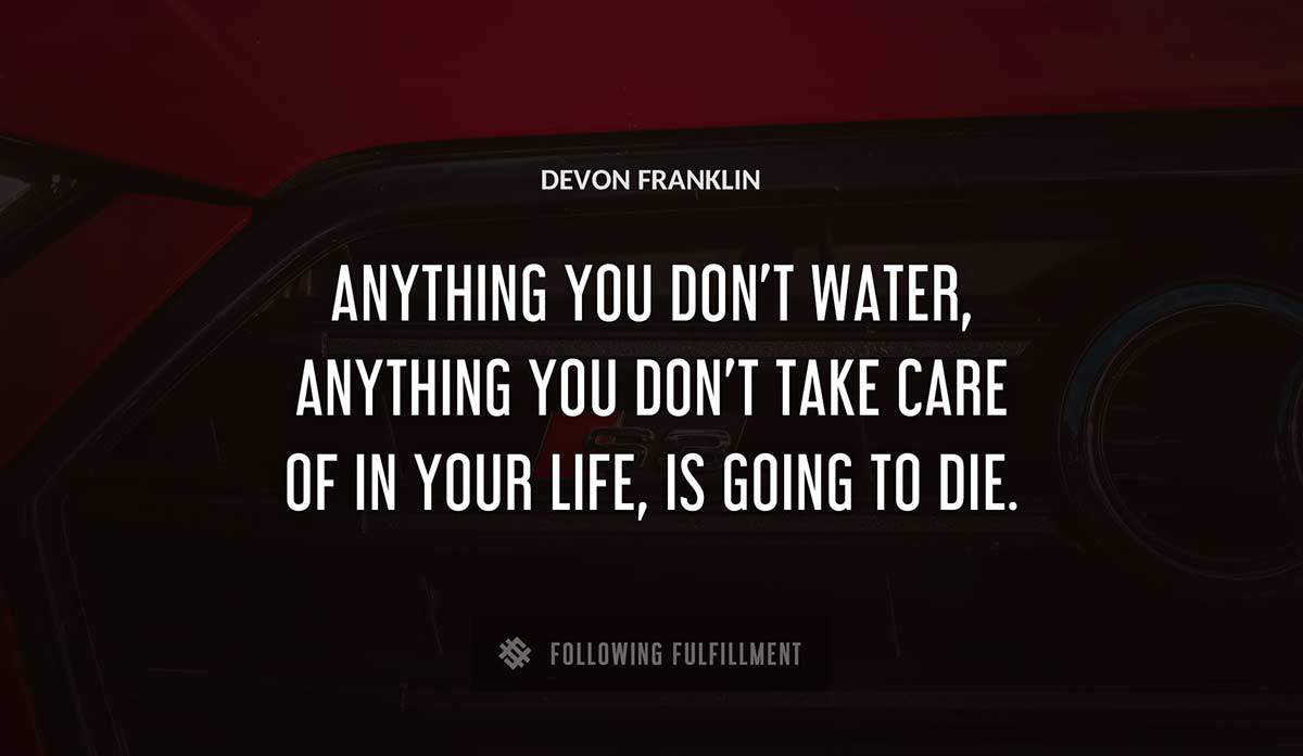 anything you don t water anything you don t take care of in your life is going to die Devon Franklin quote