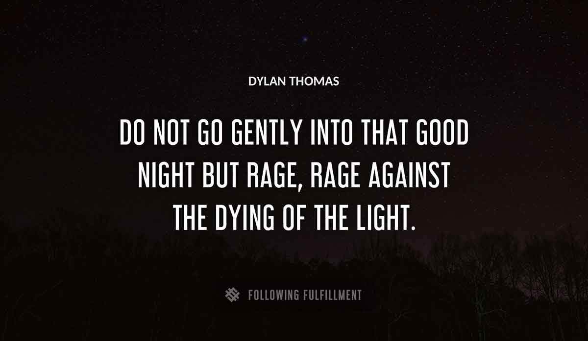 do not go gently into that good night but rage rage against the dying of the light Dylan Thomas quote