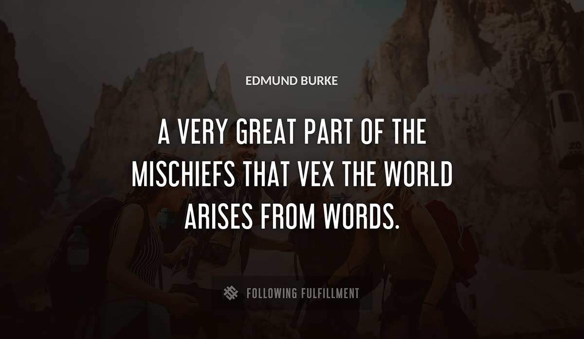 a very great part of the mischiefs that vex the world arises from words Edmund Burke quote