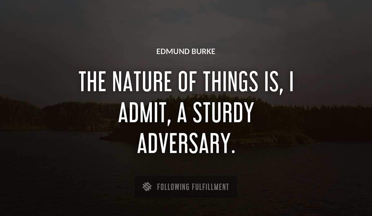 the nature of things is i admit a sturdy adversary Edmund Burke quote