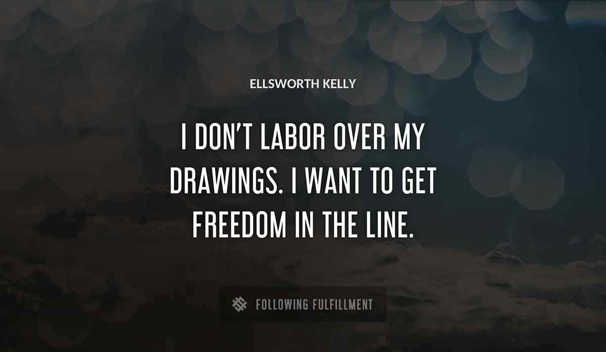 i don t labor over my drawings i want to get freedom in the line Ellsworth Kelly quote