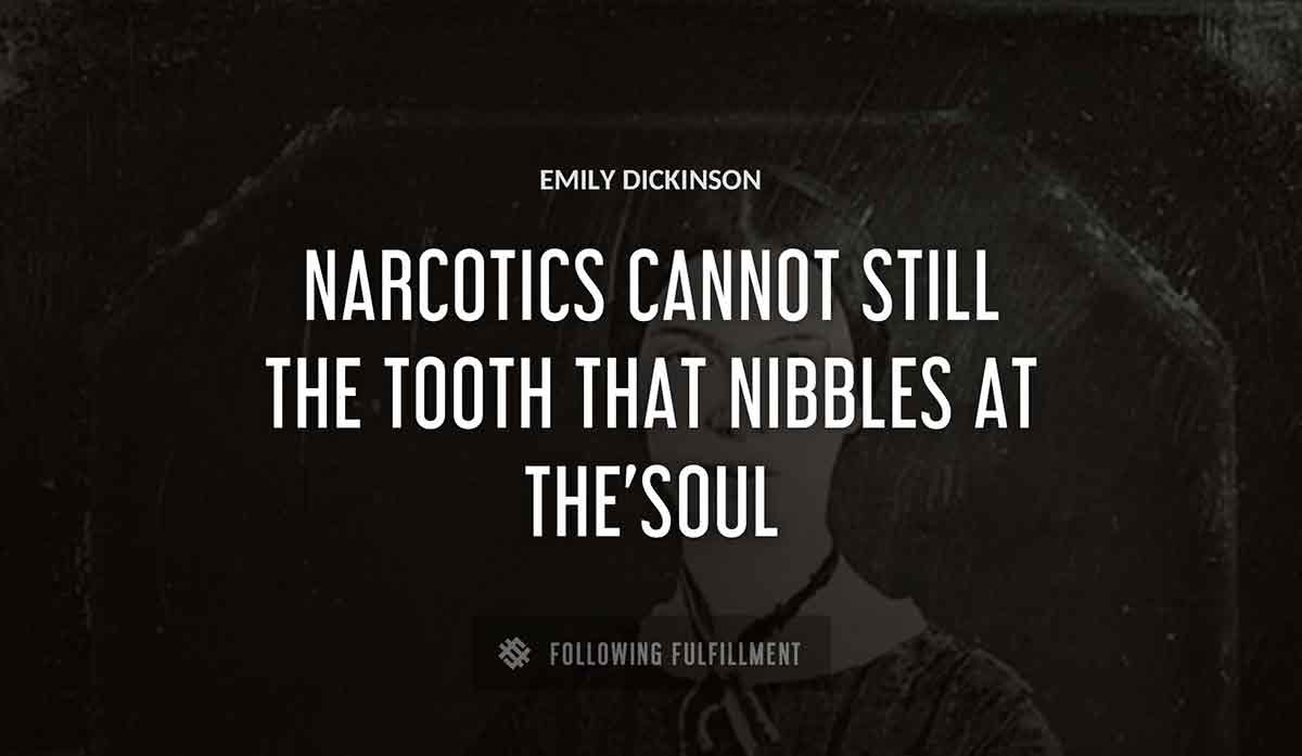 narcotics cannot still the tooth that nibbles at the soul Emily Dickinson quote