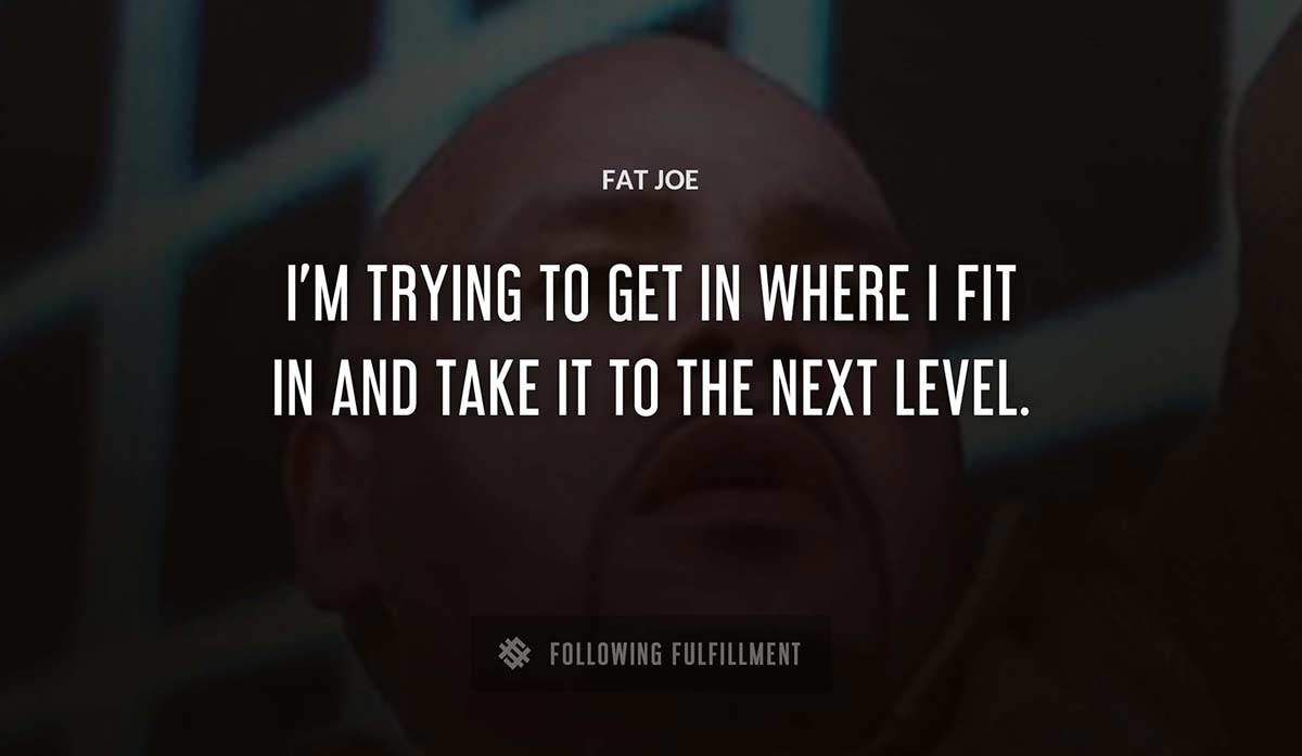 i m trying to get in where i fit in and take it to the next level Fat Joe quote