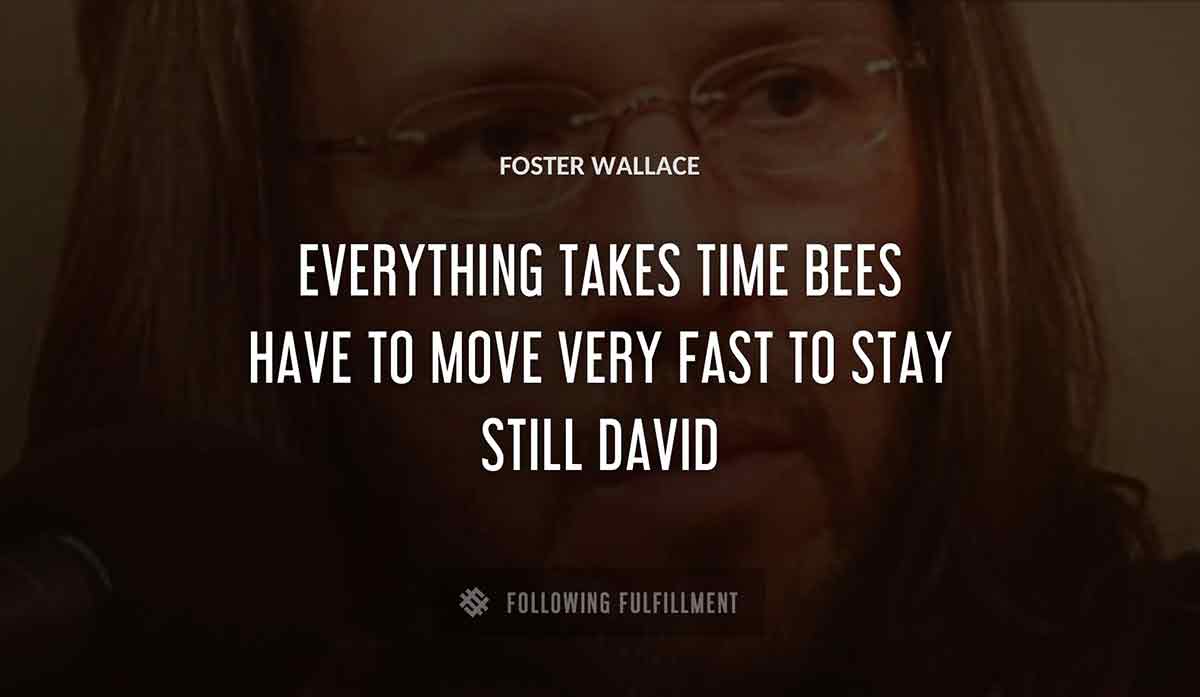 everything takes time bees have to move very fast to stay still david Foster Wallace quote