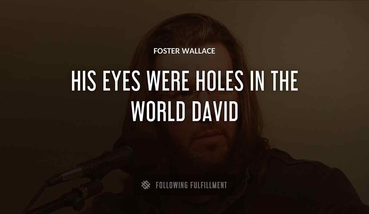 his eyes were holes in the world david Foster Wallace quote