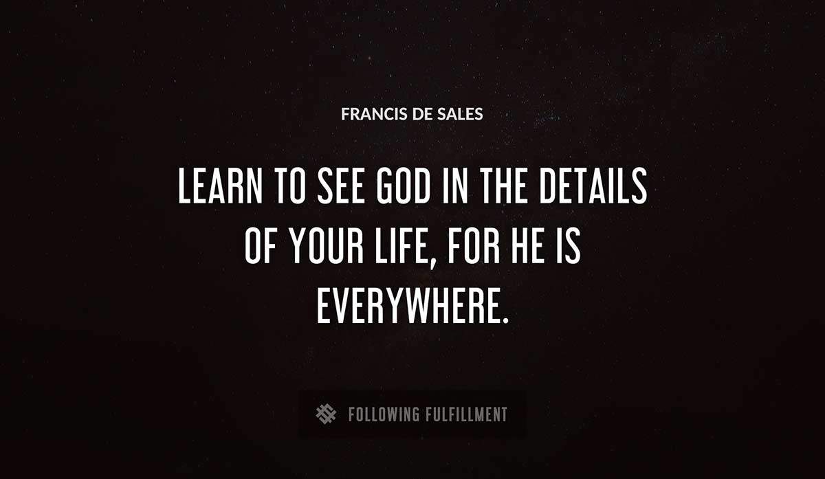 learn to see god in the details of your life for he is everywhere Francis De Sales quote