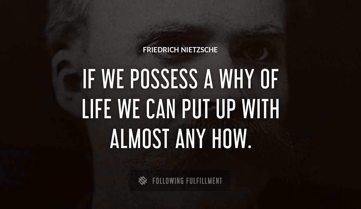 if we possess a why of life we can put up with almost any how Friedrich Nietzsche quote