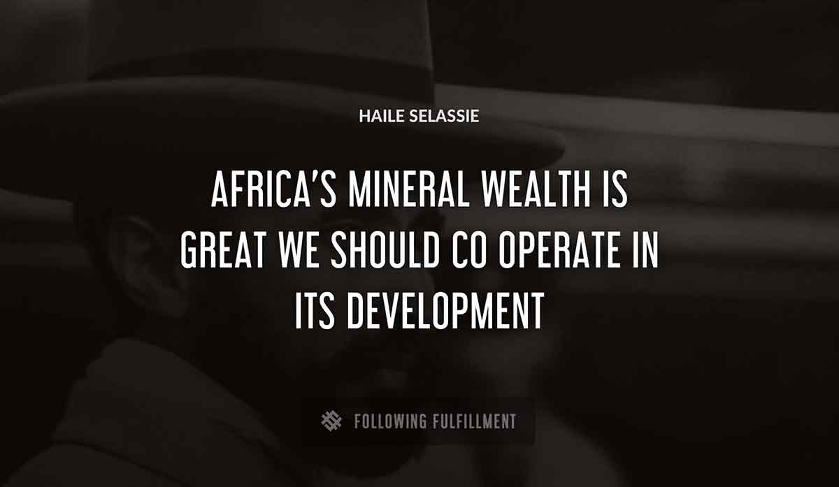 africa s mineral wealth is great we should co operate in its development Haile Selassie quote