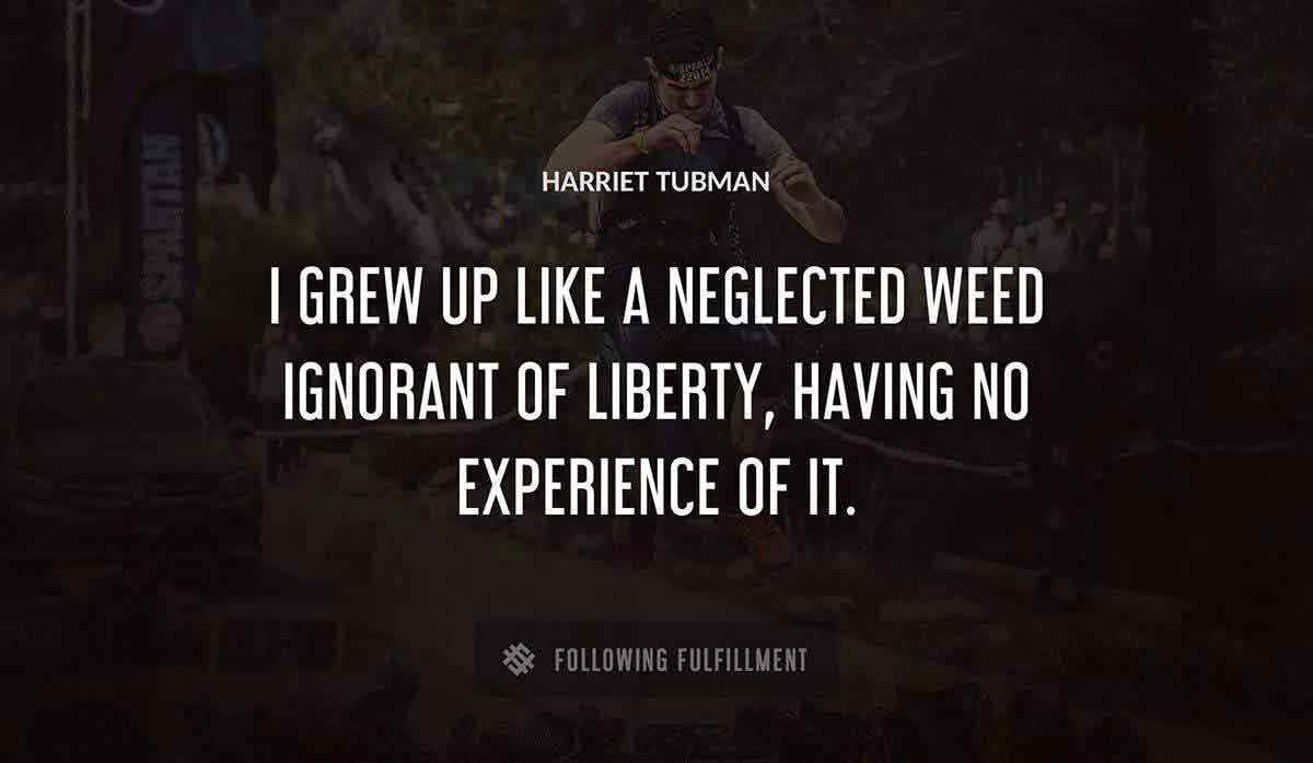 i grew up like a neglected weed ignorant of liberty having no experience of it Harriet Tubman quote
