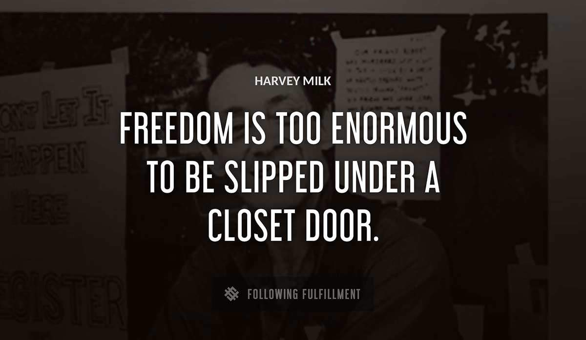 freedom is too enormous to be slipped under a closet door Harvey Milk quote