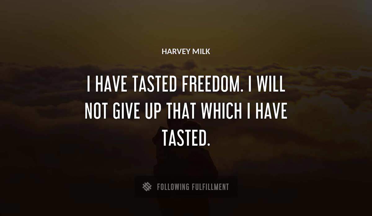 i have tasted freedom i will not give up that which i have tasted Harvey Milk quote