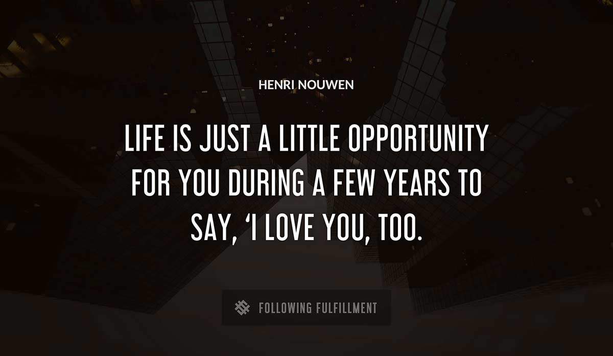 life is just a little opportunity for you during a few years to say i love you too Henri Nouwen quote