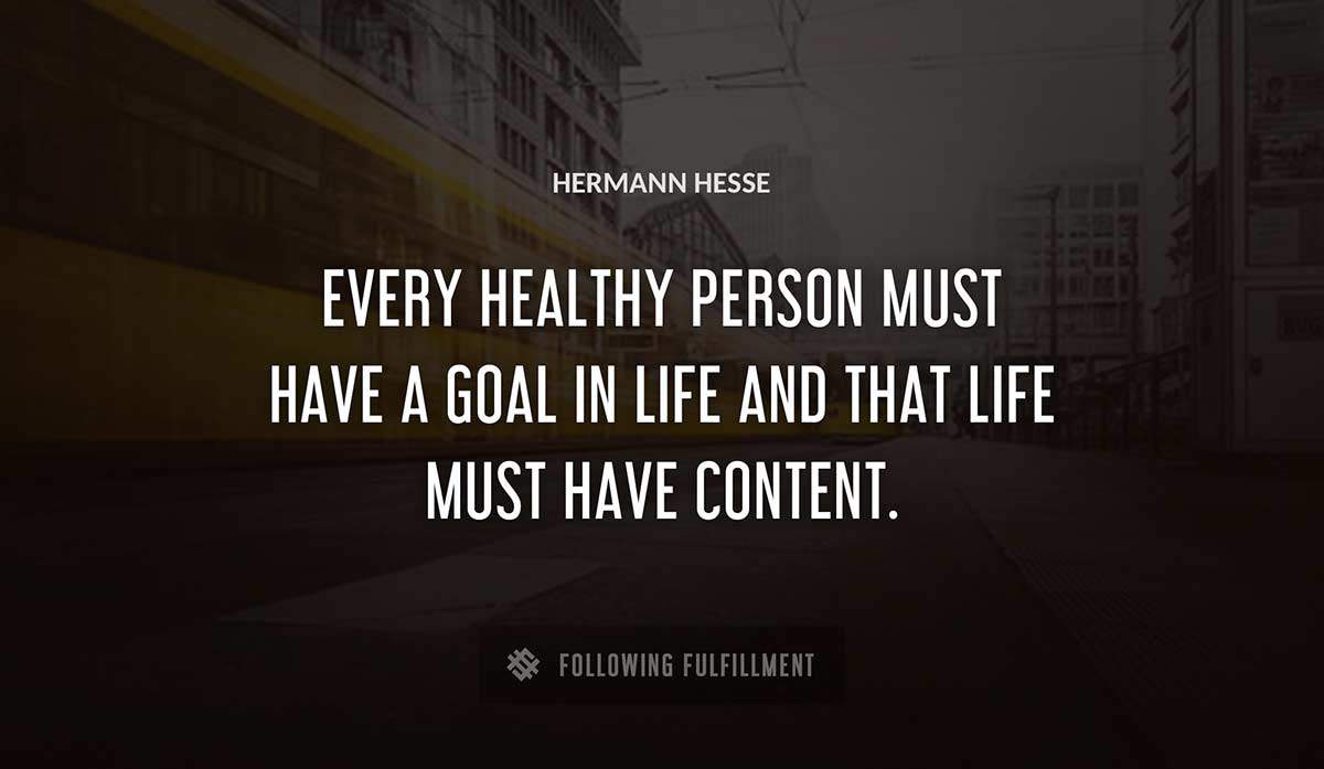 every healthy person must have a goal in life and that life must have content Hermann Hesse quote