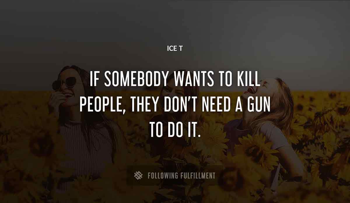 if somebody wants to kill people they don t need a gun to do it Ice T quote