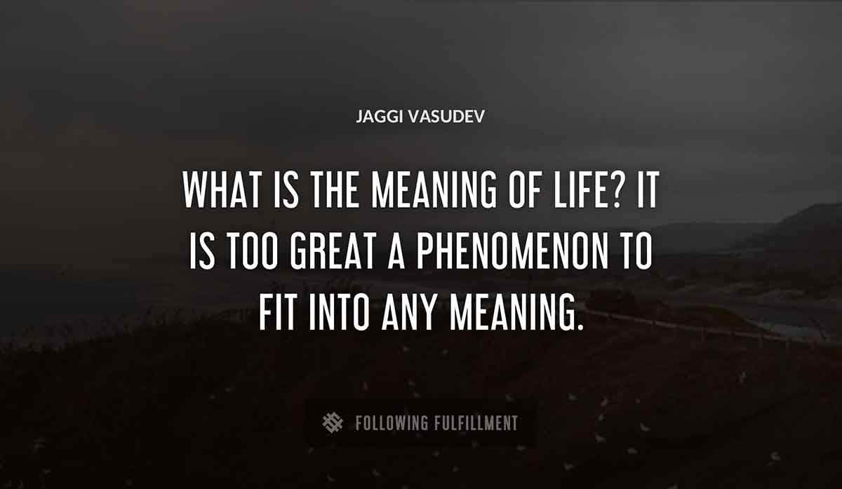 what is the meaning of life it is too great a phenomenon to fit into any meaning Jaggi Vasudev quote